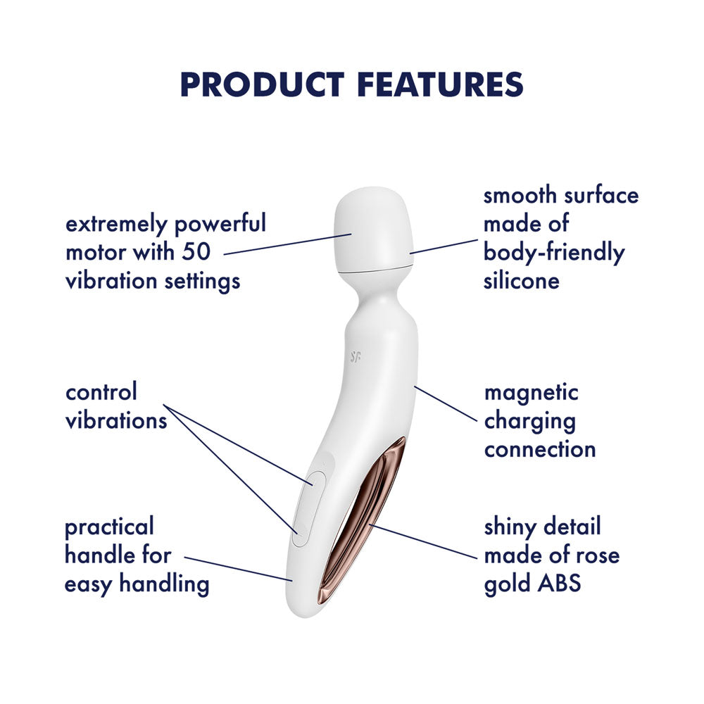Satisfyer Wand-erland - White - White/Rose Gold USB Rechargeable Massage Wand Satisfyer