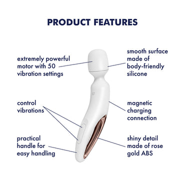 Satisfyer Wand-erland - White - White/Rose Gold USB Rechargeable Massage Wand Satisfyer