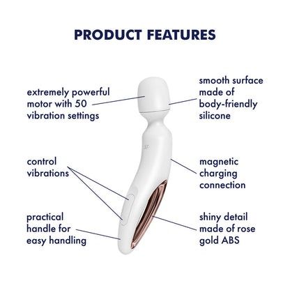 Satisfyer Wand-erland - White - White/Rose Gold USB Rechargeable Massage Wand Satisfyer