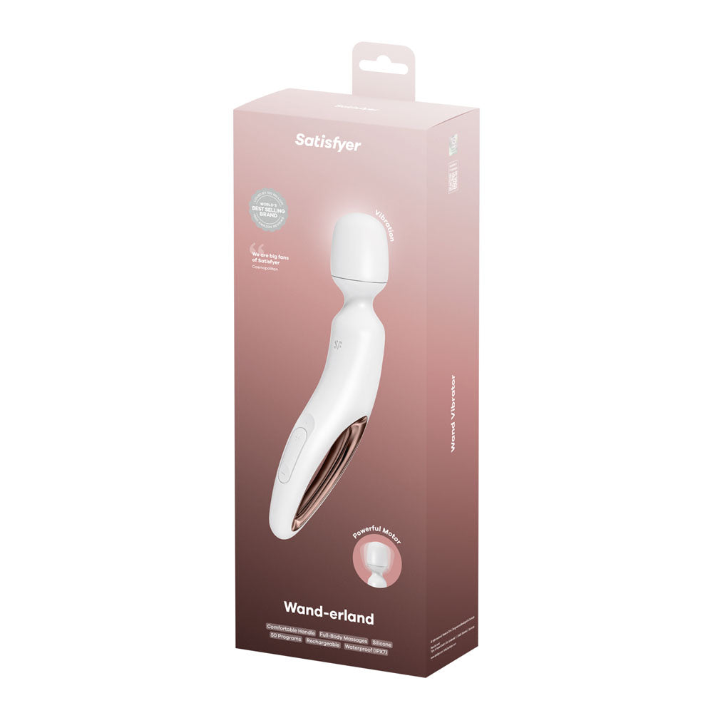 Satisfyer Wand-erland - White - White/Rose Gold USB Rechargeable Massage Wand Satisfyer