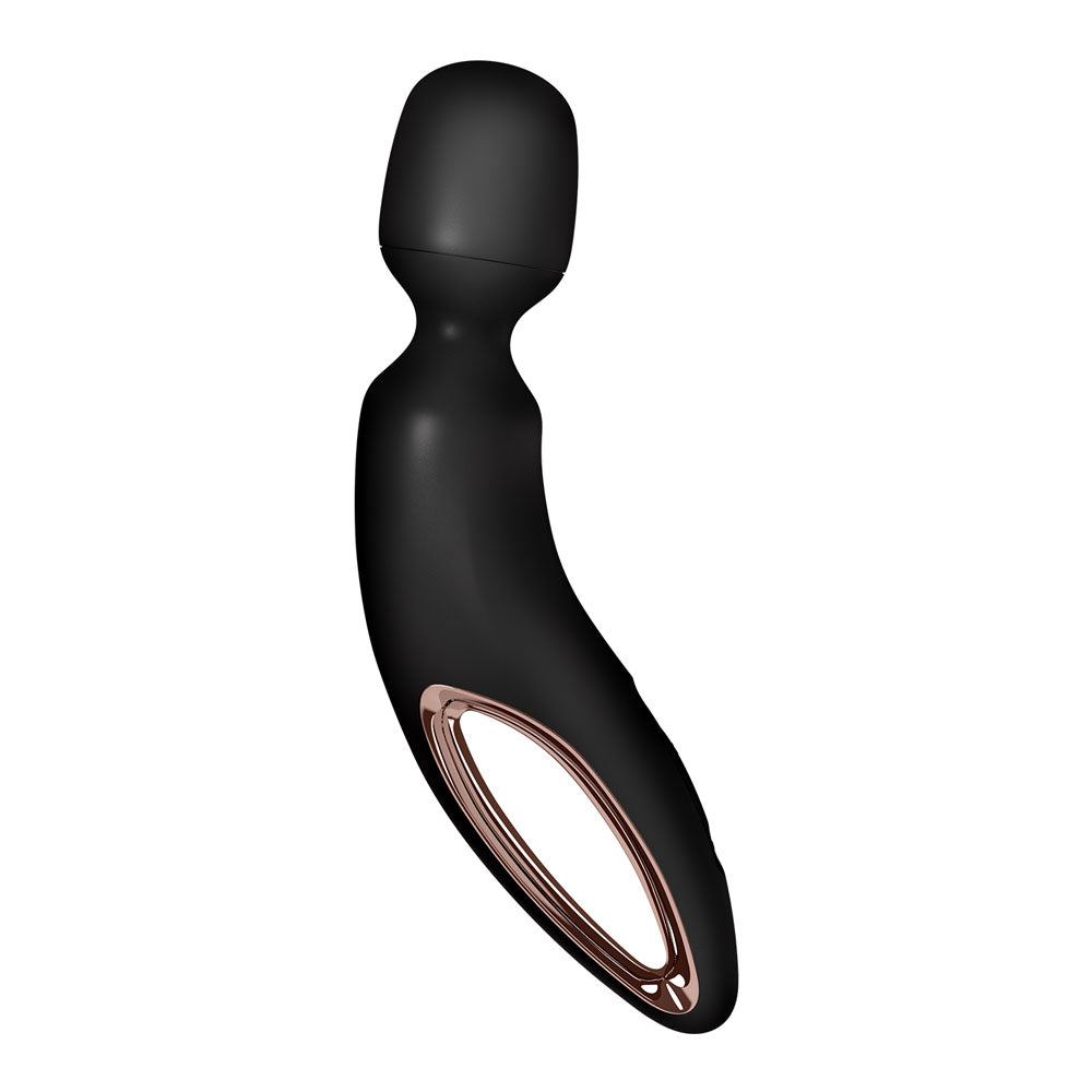 Satisfyer Wand-erland - Black - Black/Rose Gold USB Rechargeable Massage Wand Satisfyer