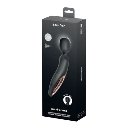 Satisfyer Wand-erland - Black - Black/Rose Gold USB Rechargeable Massage Wand Satisfyer