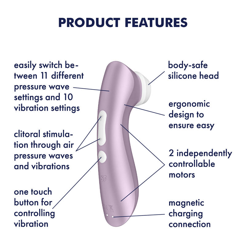 Satisfyer Pro 2+ Purple - Purple Touch-Free USB-Rechargeable Clitoral Stimulator with Vibration Satisfyer