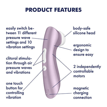 Satisfyer Pro 2+ Purple - Purple Touch-Free USB-Rechargeable Clitoral Stimulator with Vibration Satisfyer