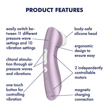 Satisfyer Pro 2+ Purple - Purple Touch-Free USB-Rechargeable Clitoral Stimulator with Vibration Satisfyer