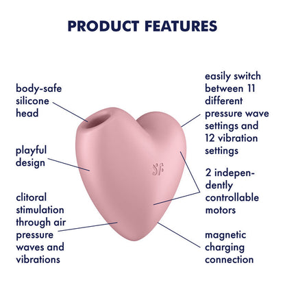 Satisfyer Cutie Heart - Light Pink - Light Pink USB Rechargeable Air Pulsation Stimulator with Vibration Satisfyer