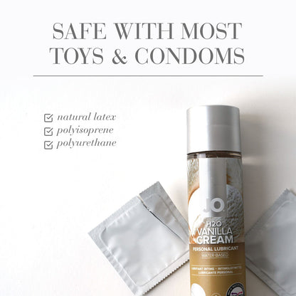 JO H2O Vanilla Cream Lube - 120 mL - Vanilla Flavoured Water Based Lubricant - 120 ml Bottle
