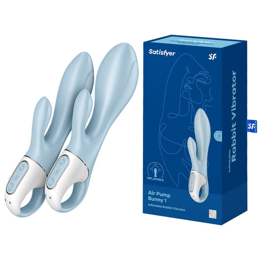 Satisfyer Air Pump Bunny 1 - Blue USB Rechargeable Inflatable Rabbit Vibrator Blue - Club X