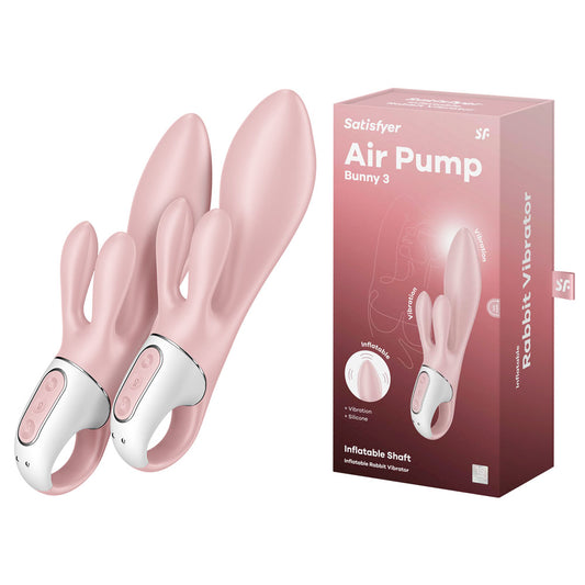 Satisfyer Air Pump Bunny 3 - Pink USB Rechargeable Inflatable Rabbit Vibrator Pink - Club X