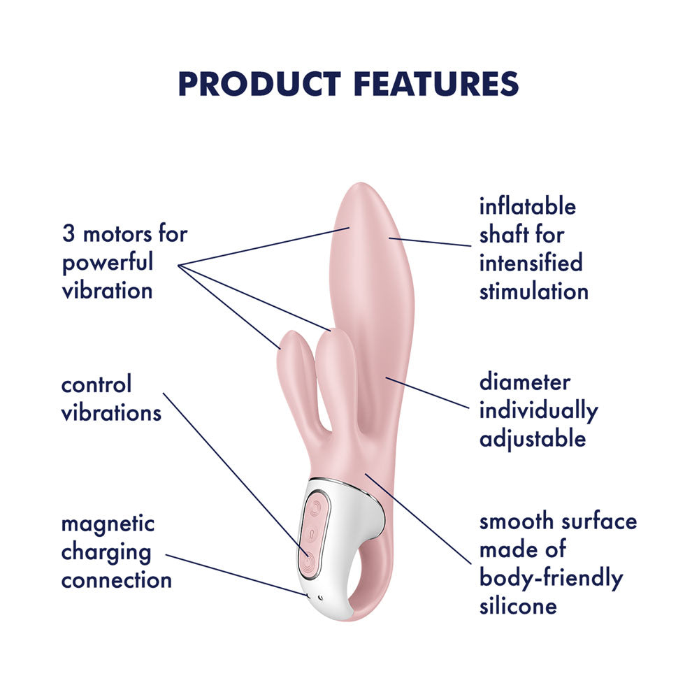 Satisfyer Air Pump Bunny 3 - Pink USB Rechargeable Inflatable Rabbit Vibrator Satisfyer