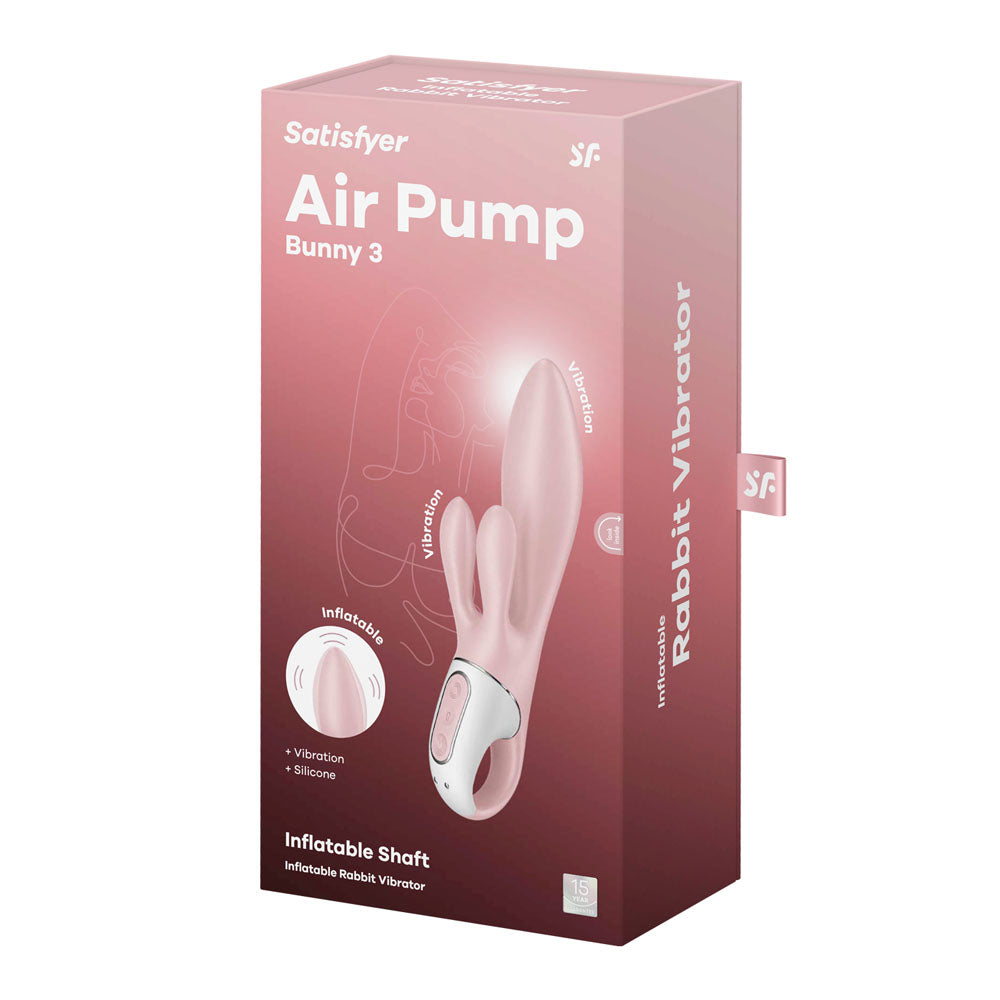 Satisfyer Air Pump Bunny 3 - Pink USB Rechargeable Inflatable Rabbit Vibrator Satisfyer