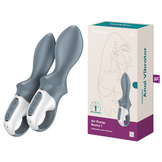 Satisfyer Air Pump Booty 1 - Grey USB Rechargeable Inflatable Anal Vibrator Grey - Club X