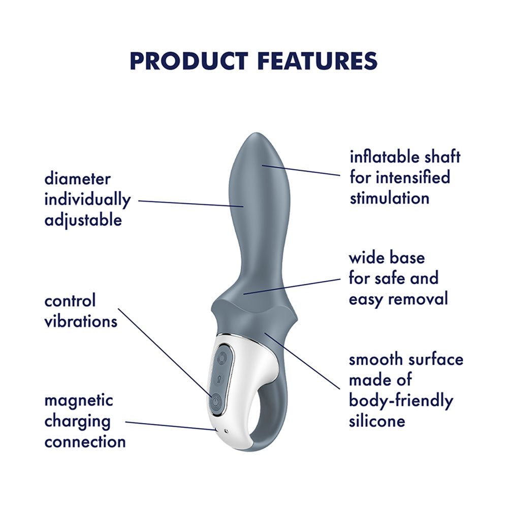 Satisfyer Air Pump Booty 1 - Grey USB Rechargeable Inflatable Anal Vibrator Satisfyer