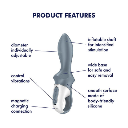 Satisfyer Air Pump Booty 1 - Grey USB Rechargeable Inflatable Anal Vibrator Satisfyer
