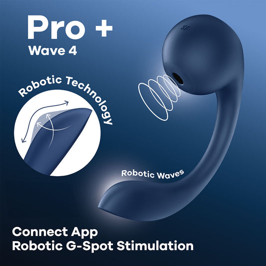 Satisfyer Pro+ Wave 4 - Blue USB Rechargeable Vibrator with Air Pulse Stimulation and App Control Blue - Club X