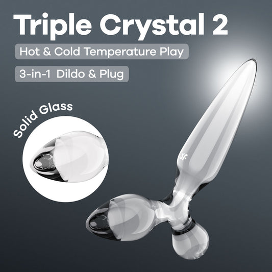 Satisfyer Triple Crystal 2 - Clear - Clear Glass 3-in-1 Butt Plug