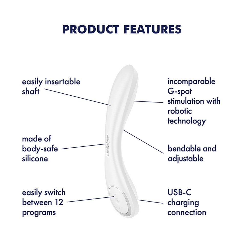 Satisfyer G-Spot Wave 2 - White - White 23.6 cm USB Rechargeable Flicking Tip Vibrator Satisfyer