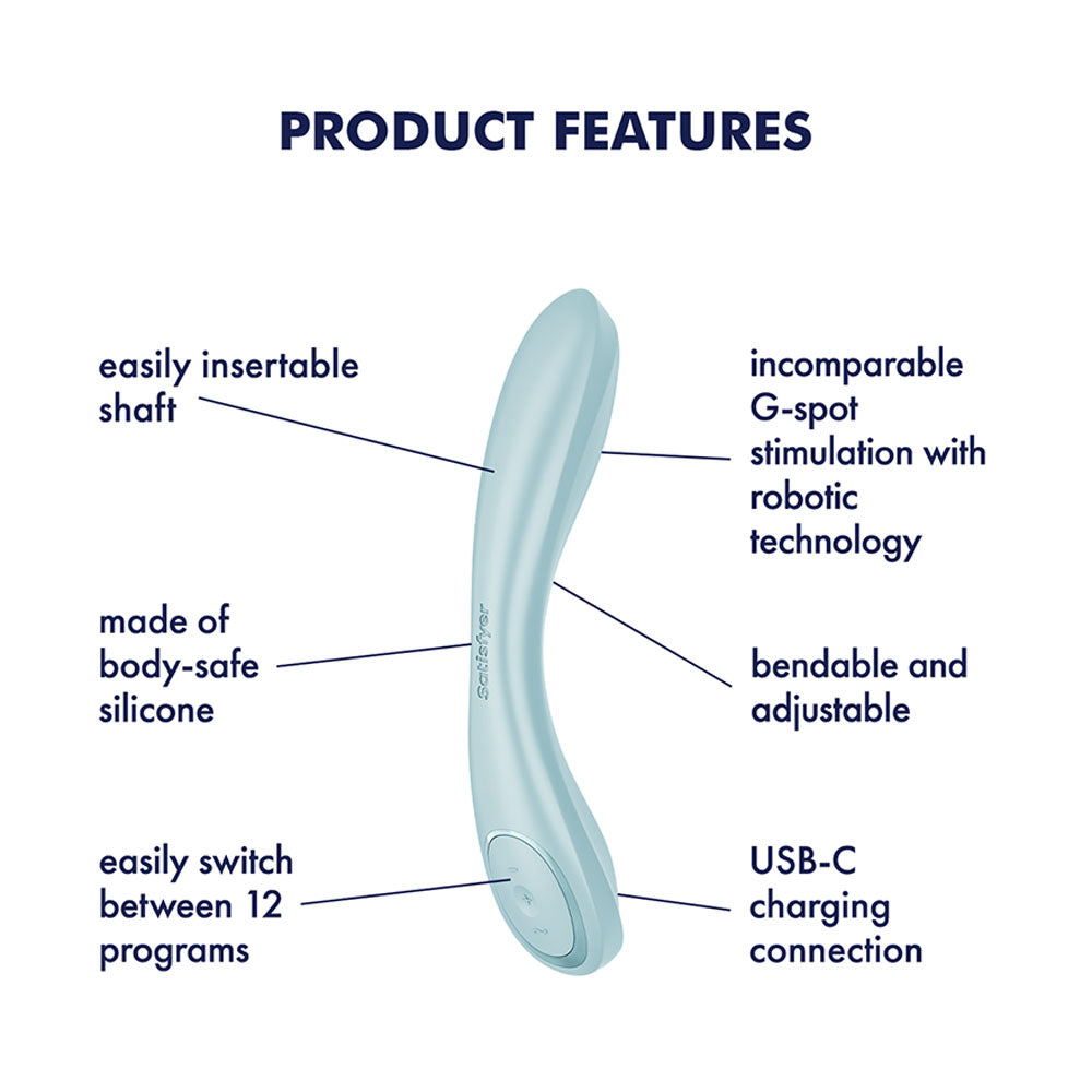 Satisfyer G-Spot Wave 2 - Ice Blue - Ice Blue 23.6 cm USB Rechargeable Flicking Tip Vibrator Satisfyer