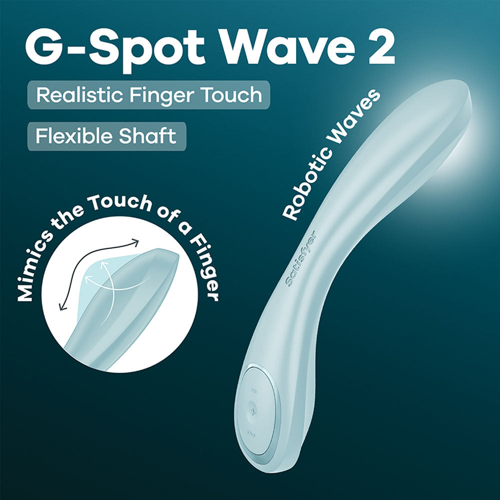 Satisfyer G-Spot Wave 2 - Ice Blue - Ice Blue 23.6 cm USB Rechargeable Flicking Tip Vibrator Satisfyer