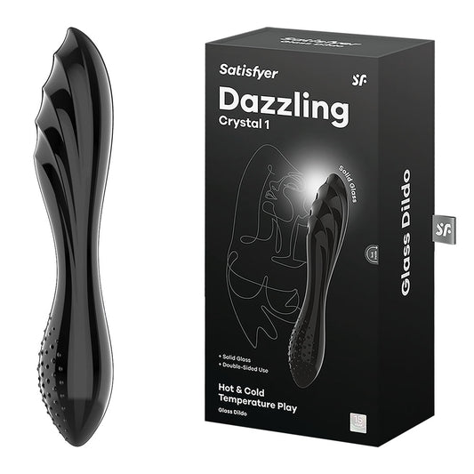 Satisfyer Dazzling Crystal 1 - Black - Black Glass Double Ended Dildo Black - Club X