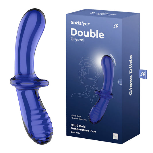 Satisfyer Double Crystal - Blue - Blue Glass Double Ended Dildo Blue - Club X