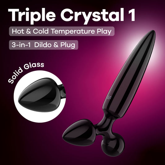 Satisfyer Triple Crystal 1 - Black - Black Glass 3-in-1 Butt Plug