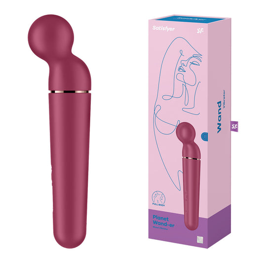 Satisfyer Planet Wand-er - Berry - Berry/Rose Gold USB Rechargeable Massager Wand Purple - Club X