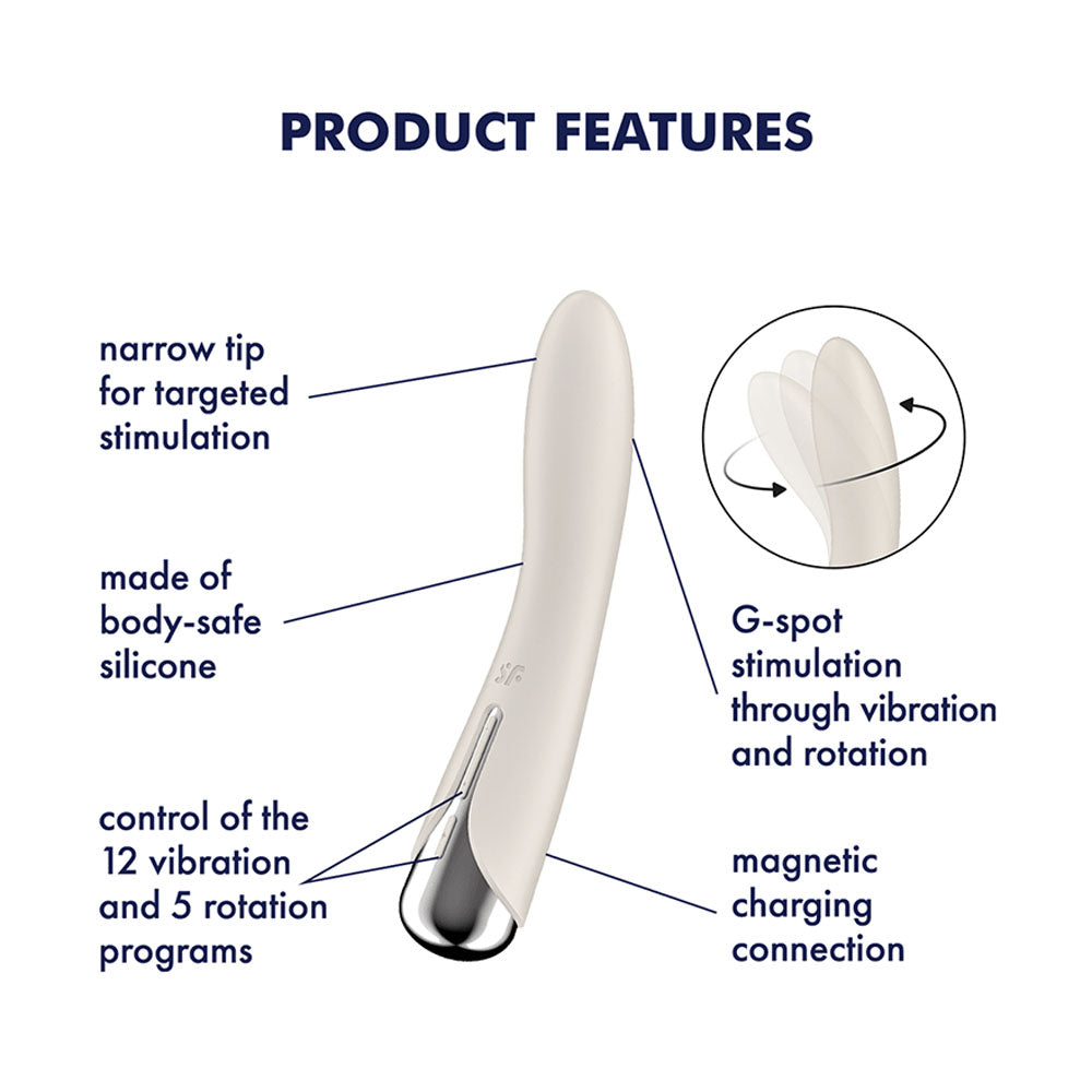 Satisfyer Spinning Vibe 1 - Blue - Blue 17.8 cm USB Rechargeable Rotating Vibrator Satisfyer