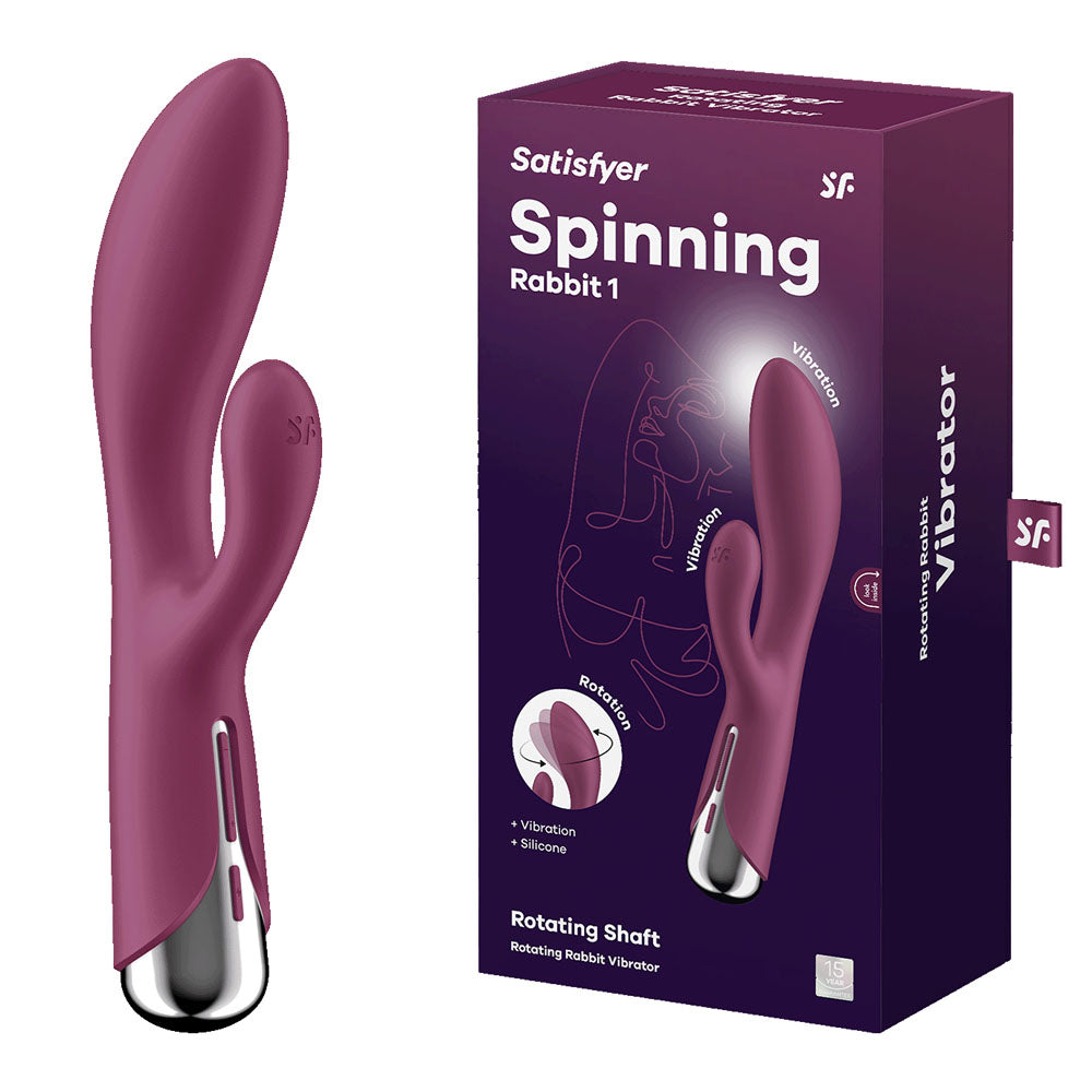 Satisfyer Spinning Rabbit 1 - Red - Red 20 cm USB Rechargeable Rotating Rabbit Vibrator Satisfyer
