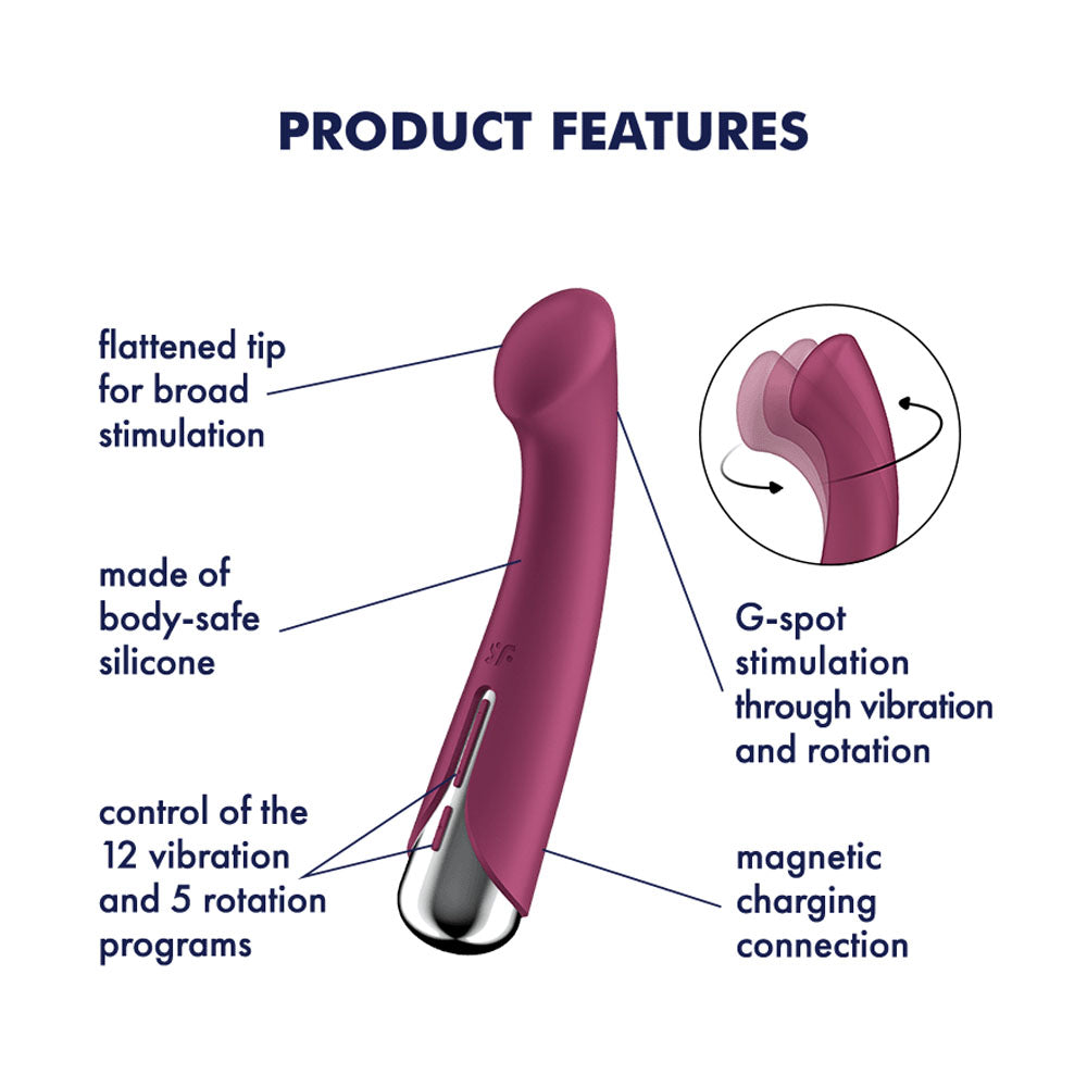 Satisfyer Spinning G-Spot 1 - Red - Red 16.5 cm USB Rechargeable Rotating Vibrator Satisfyer
