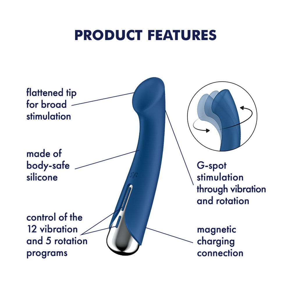 Satisfyer Spinning G-Spot 1 - Blue - Blue 16.5 cm USB Rechargeable Rotating Vibrator Satisfyer