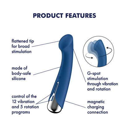 Satisfyer Spinning G-Spot 1 - Blue - Blue 16.5 cm USB Rechargeable Rotating Vibrator Satisfyer