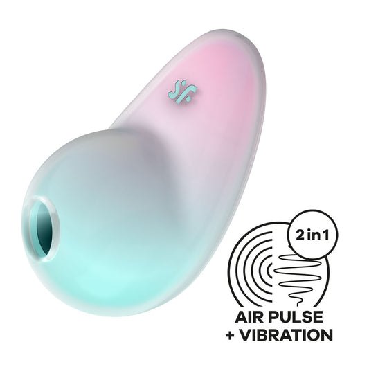 Satisfyer Pixie Dust - Mint/Pink - Mint/Pink USB Rechargeable Vibrating Air Pulse Stimulator Green - Club X