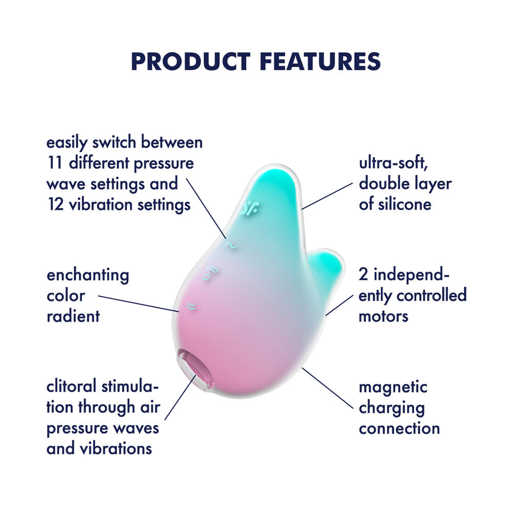 Satisfyer Mermaid Vibes - Mint/Pink - Mint/Pink USB Rechargeable Air Pulse Stimulator Satisfyer