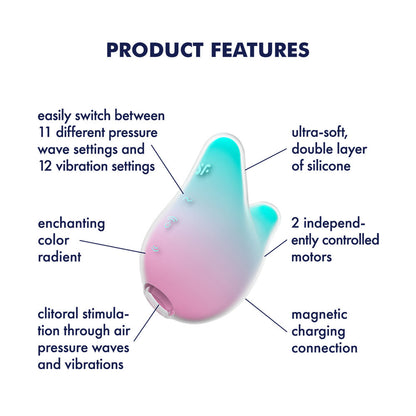 Satisfyer Mermaid Vibes - Mint/Pink - Mint/Pink USB Rechargeable Air Pulse Stimulator Satisfyer