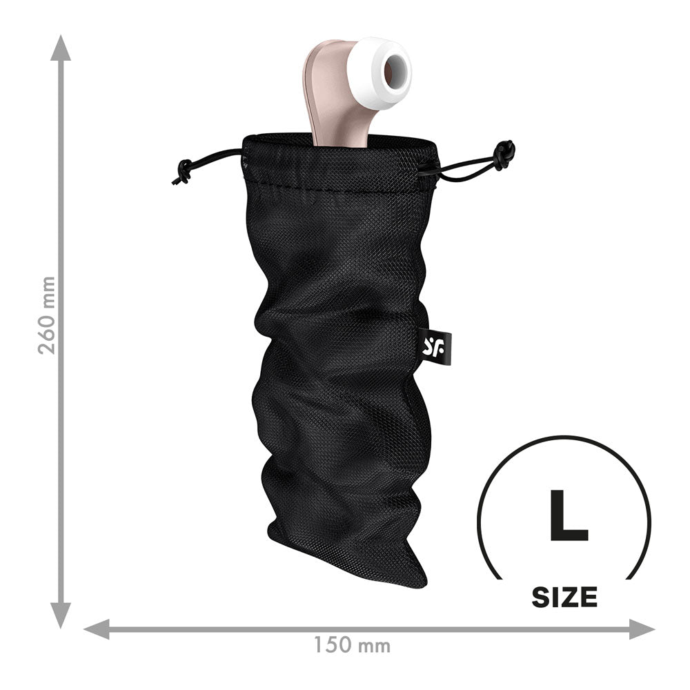 Satisfyer Treasure Bag Large - Black - Black Large Toy Storage Bag Satisfyer