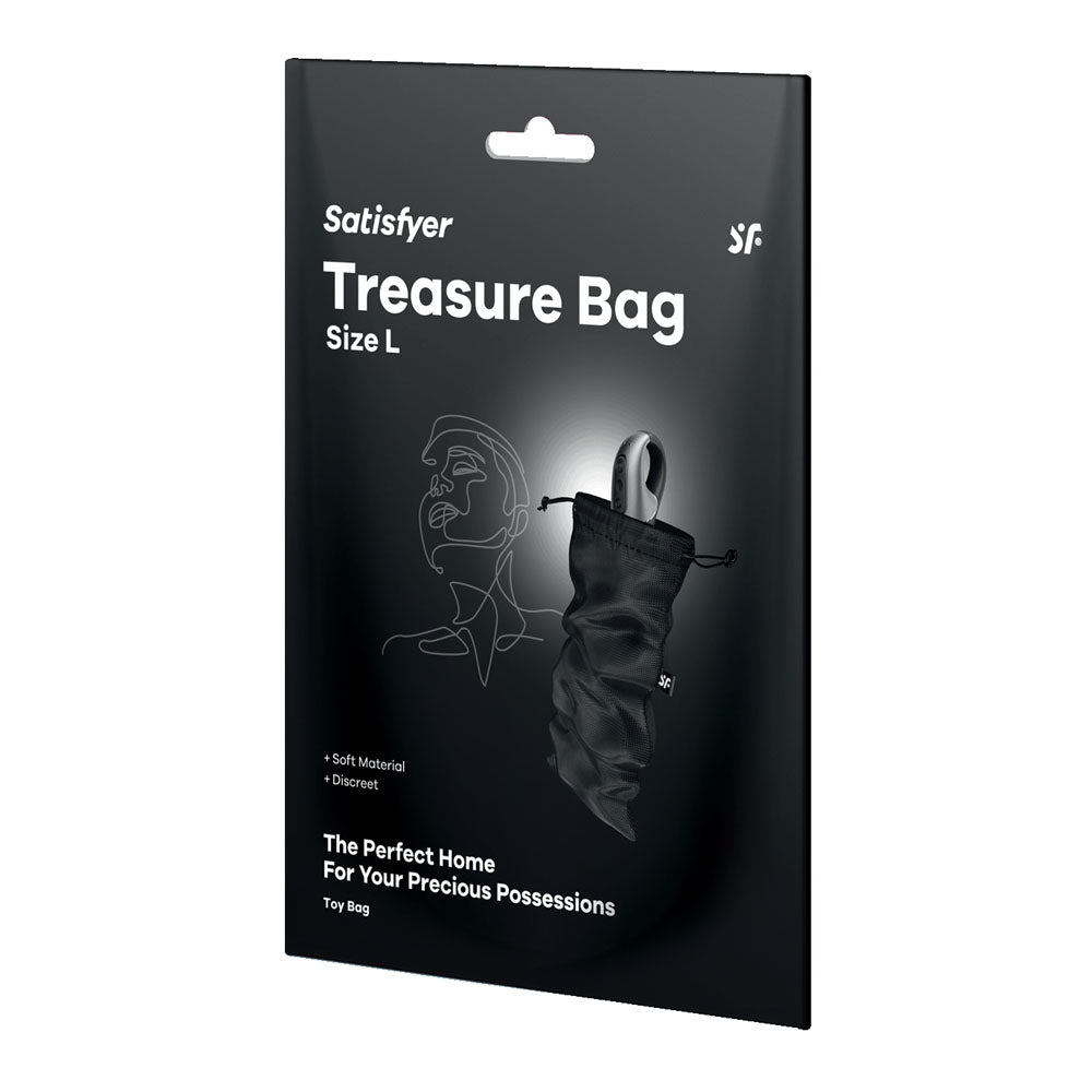 Satisfyer Treasure Bag Large - Black - Black Large Toy Storage Bag Satisfyer