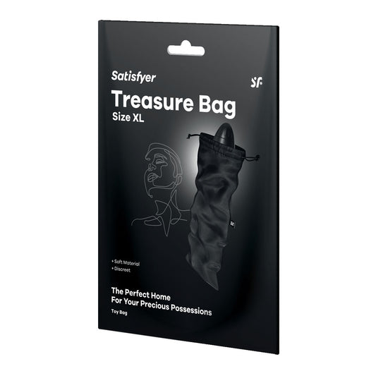 Satisfyer Treasure Bag XLarge - Black - Black XL Toy Storage Bag Black - Club X