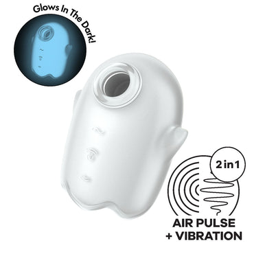 Satisfyer Glowing Ghost - White - Glow in Dark White USB Rechargeable Air Pulse Stimulator Satisfyer