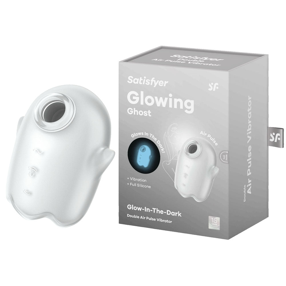 Satisfyer Glowing Ghost - White - Glow in Dark White USB Rechargeable Air Pulse Stimulator Satisfyer