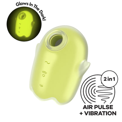 Satisfyer Glowing Ghost - Yellow - Glow in Dark Yellow USB Rechargeable Air Pulse Stimulator Satisfyer