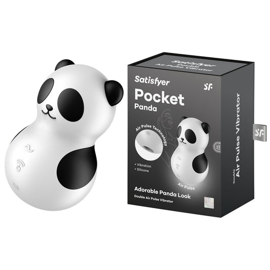 Satisfyer Pocket Panda - Black USB Rechargeable Air Pulse Stimulator Black - Club X