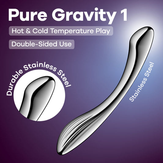 Satisfyer Pure Gravity 1 - Chrome Steel 22 cm Dildo Satisfyer
