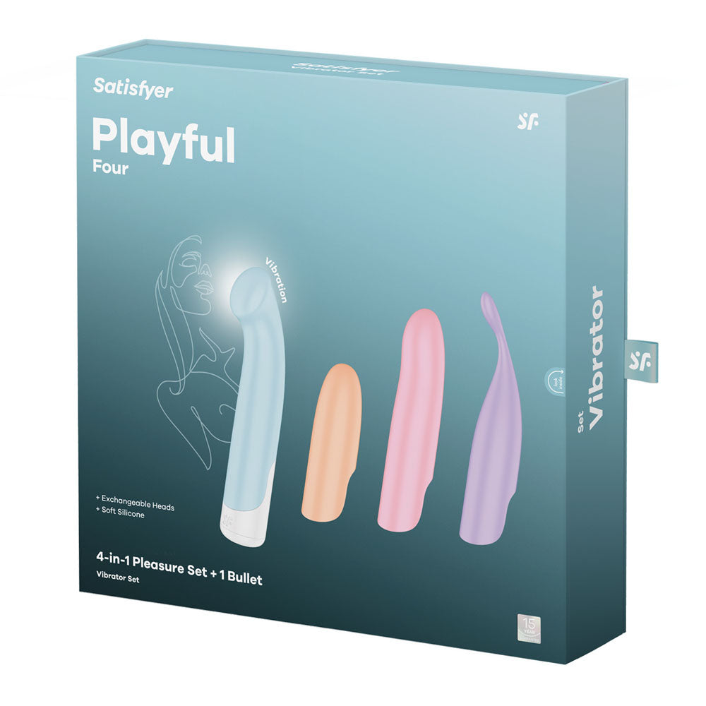 Satisfyer Playful Four - USB Rechargeable Vibrator with 4 Interchangeable Satisfyer
