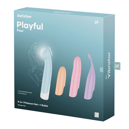 Satisfyer Playful Four - USB Rechargeable Vibrator with 4 Interchangeable Satisfyer