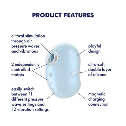 Satisfyer Cutie Ghost - Blue - Blue USB Rechargeable Air Pulse Stimulator Satisfyer