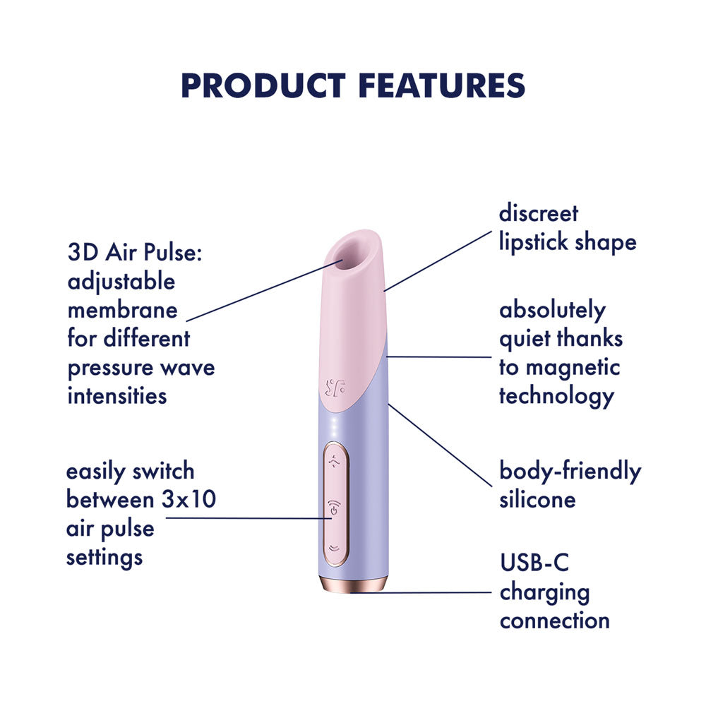 Satisfyer Bold Kiss - Purple USB Rechargeable Air Pulse Stimulator Club X