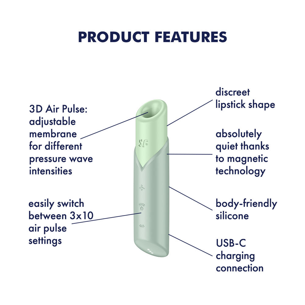 Satisfyer Naughty Kiss - Mint Green USB Rechargeable Air Pulse Stimulator Satisfyer