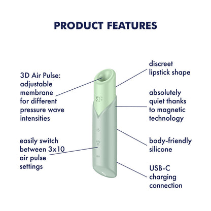 Satisfyer Naughty Kiss - Mint Green USB Rechargeable Air Pulse Stimulator Satisfyer