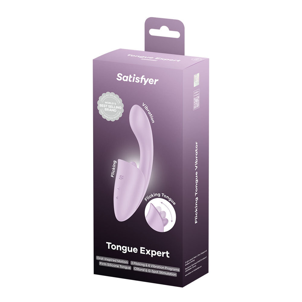 Satisfyer Tongue Expert - Violet 18 cm USB Rechargeable Vibrator with Flicking Clit Stimulator Satisfyer